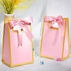 AmazingSpark 50 Pcs Pink Gold Mini Gift Bags Bulk 6.3 x 3.9 x 2.8 Inch Party Favors Elegant Small Gift Bags with Handles and Ribbon Bows for Wedding Birthday Bridal Baby Shower Party Favors - Image 3