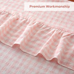 Blush White Gingham Ruffled Table Cloth Rectangular 120“x60” - Image 6