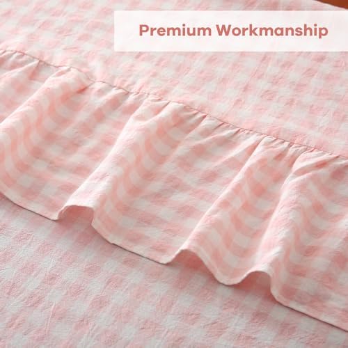 Blush White Gingham Tablecloth Round Dia.90” - Image 6