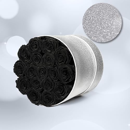 Prifroti 17 Black Flowers in Glitter Box, Birthday Gifts for Women, Preserved Flowers, Mothers Day Roses Gift for Mom - Image 2