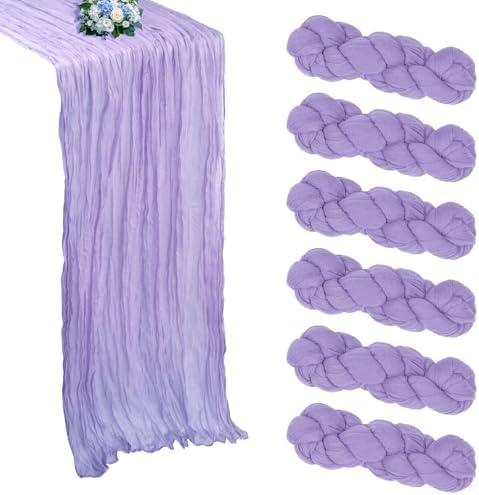 6 Pack Lavender Purple Cheesecloth Table Runner 10Ft 23 x 120 Inch by RestfulGlow