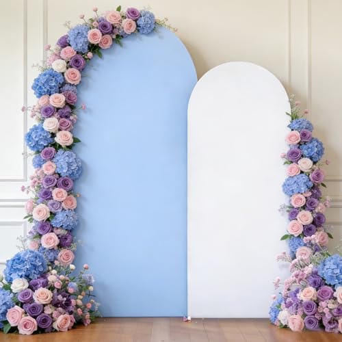 White Blue Arch Backdrop Cover Set of 2 (6FT/7.2FT) Arch Cover Spandex Party Wedding Arch Stand Covers for Baby Shower Bridal Shower Photo Birthday Spandex Baby Balloon Arch Covers Stretchy Backdrop - Image 6