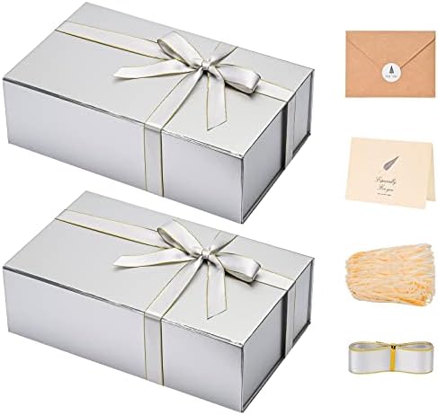 LIFELUM Silver Magnetic Gift Box for Graduation Presents, 13.8"x8.3"x4.4" by Lifelum