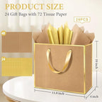 Addblu 24 Pack Brown Large Gift Bags with Handles & 72 Tissue Papers - Image 2