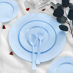 YOUBET 125Pieces Blue Plastic Plates - Blue Baby Shower Plates Disposable - Include 25 Dinner Plate 25 Dessert Plate 25 Forks 25 Knives 25 Spoons for Birthday Party & Baby Shower Gifts - Image 4