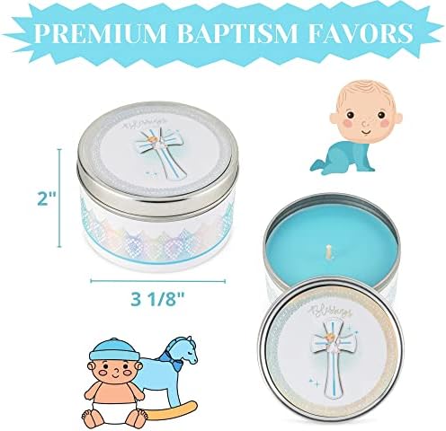 Premium Baptism Favors for Boys | Unique Christening Favors with Soy Wax Candle | First Communion Favors | Christian Party Favors Gift Set for Guests | 6-Pack Blessings Candle Set - Image 2