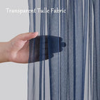 10x10ft Navy Blue Tulle Backdrop Curtain with Lights String for Parties, Sheer Photo Backdrop Drapes for Wedding Baby Shower Birthday Photography Stage Decorations - Image 7