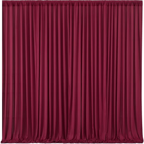 Burgundy Backdrop Curtains - 8 Panel Wrinkle-Free Polyester Photography Drapes for Baby Shower & Birthday Party - 32 X 10FT by WishCare