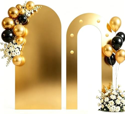 6FT Arch Backdrop with Stand, Light Set Wedding Birthday Party, GlossyGold by Ruxion