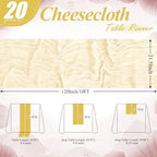 20 Pack Ivory Cheesecloth Table Runner 10FT Long Boho Gauze Fabric Table Runner Vintage Rustic Sheer Runners for Wedding Party Bridal Baby Shower Table Decorations - Image 2