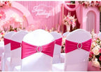 50 Pack Hot Pink Chair Sashes, Spandex Chair Bands Bows for Wedding Party Birthday Baby Shower Decor, Sashes for Chairs Banquet Events Decoration - Image 3