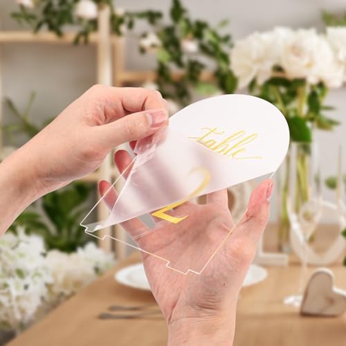Arch Wedding Table Numbers 1-15 with Stands, 5.5 x 7 Inch Clear - Image 4