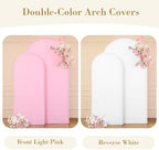 White Pink Arch Cover Set of 2-7.2 and 6ft Arch Backdrop Cover Spandex Wedding Arch Stand Covers for Bridal Shower Baby Shower Girls Birthday Party Banquet Photo Arch Covers Stretchy Backdrop - Image 2