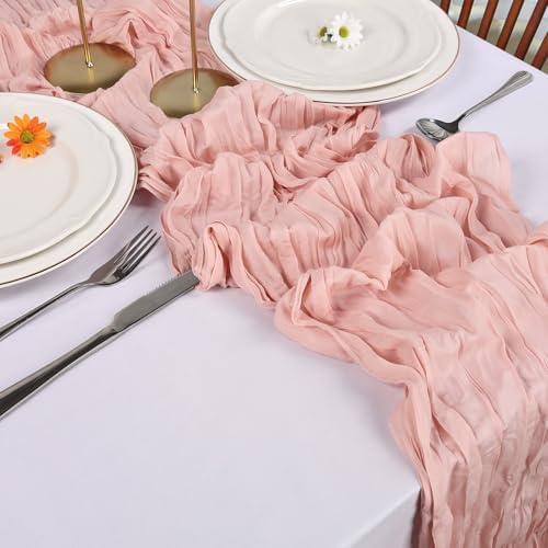 12 Pack Blush Pink Cheesecloth Table Runner 10Ft 23 x 120 Inch - Image 6