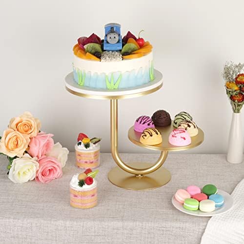 2-Tier Modern Cake Stand, Metal Cupcake Stand Dessert Trays of 10/8 Inch, Various Uses for Wedding, Graduation Party, Baby Shower, Home Decor, Throw Events and Parties(Gold) - Image 3