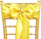Pack of 50 Satin Yellow Chair Sashes Bows 7 X 108 Inch Universal Chairs Ribbons for Wedding Ceremony Party Banquet Restaurant Event Decorations - Yellow Chair Sashes 50 Pack by ZSJFMF