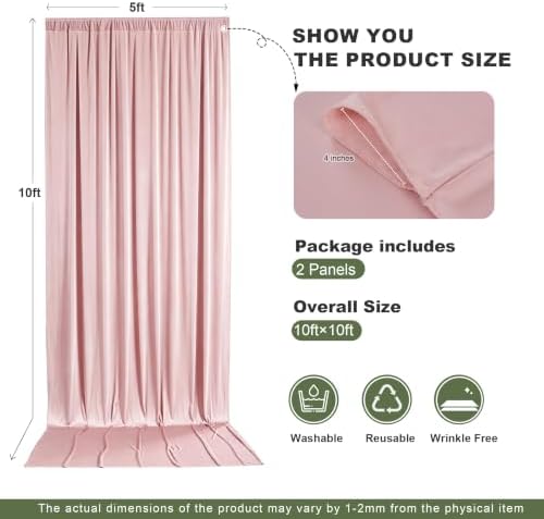 gogoparti 10x12ft Dusty Rose Backdrop Curtain, 2 Panels 5x12ft Thick Wrinkle-Free Polyester Fabric, Professional Photography Background for Wedding, Birthday, Baby Shower, Bridal Shower - Image 6
