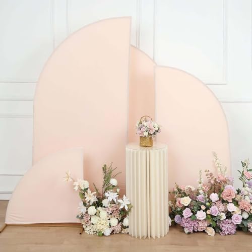 Efavormart Set of 4 Blush Rose Gold Spandex Half Moon Arch Covers, Custom Fit Chiara Backdrop Slipcovers 2.5ft-7ft for Glamorous Events and Bridal Showers - Image 2
