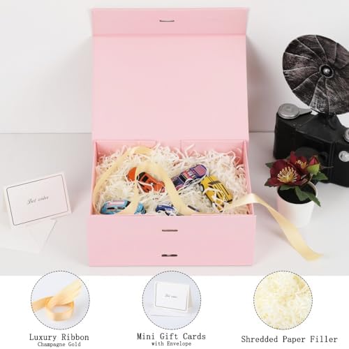 Small Gift Boxes with Lids for Presents Pink Gift Box 5 Pack 9.5X7X4 Inch - Image 2