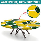 Joyful Lemon Print Oval Tablecloths Wipeable Spillproof Elastic for Event Wedding Banquet & Parties Fits for 52" x 70" Oval Table - Image 2