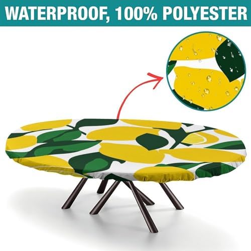Joyful Lemon Print Oval Tablecloths Wipeable Spillproof Elastic for Event Wedding Banquet & Parties Fits for 52" x 70" Oval Table - Image 2