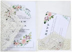 20Pcs Laser Cut Pocket Wedding Invitation Covers, 4.9×7 Inch Trifold Lace Floral Invitation Sleeves with Envelopes (Ivory, 50 Pcs Blank) by Unknown