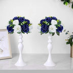 10Pcs Artificial Rose Balls for Centerpieces (Navy Blue & White) - Image 6