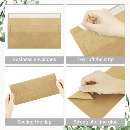 200 Pack #10 Kraft Paper Envelopes Letter Size Self Seal Business Envelopes - Image 4
