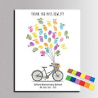 DIY Fingerprint Painting Canvas Bicycle Balloons Guest Book with Ink Pad Personalized Sign in Book for Wedding Graduation Teacher Retirement Party Decorations -60x80cm by Unknown