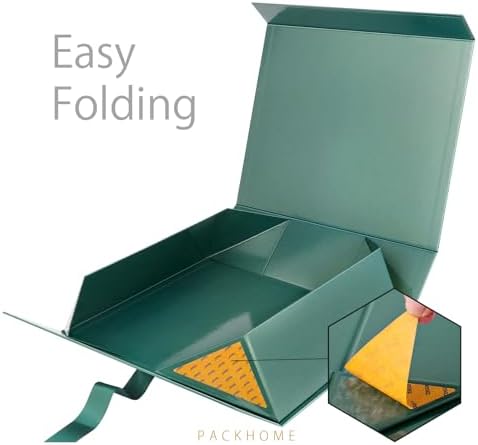 PACKHOME 3 Extra Large Green Gift Boxes Ribbon Magnetic Lids 17x14.5x5.5in - Image 5
