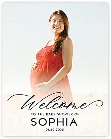 Andaz Press 16X20 Canvas Personalized Welcome Baby Shower Sign with Photo, Custom Welcome Baby Shower Sign for Easel, Large Customized Welcome Sign for Baby Shower Entrance with Picture for Sign in by AndazPress