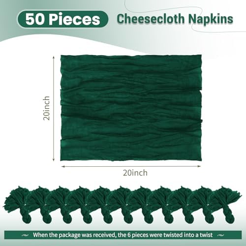 50 Pack Emerald Green Napkins 20x20Inch Cheesecloth Napkins - Image 2