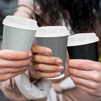 Whaline 100Pcs Gray Disposable Coffee Cups with Lids 12Oz Gray Black Paper Cups Corrugated Ripple Wall Insulated Hot Cup for Home Office Party Supplies - Image 5
