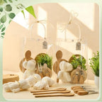 90Pcs Baby Shower Prizes for Game Winners Bamboo Cheese Board Fork Butter Spreaders Coasters Towel Artificial Potted Plant Gift Bag for Baby Shower Bridal Shower Favors (10 Sets, Bamboo Heart Shaped) - Image 2