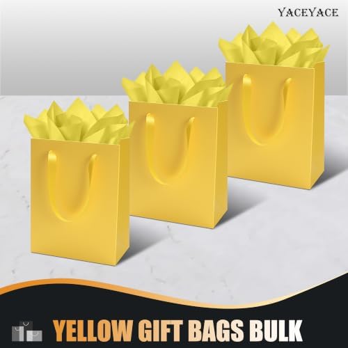 YACEYACE Yellow Gift Bags 20Pack, Yellow Gift Bags with Tissue Paper - Image 6
