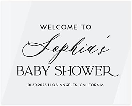 Andaz Press 16"x20" White Acrylic Personalized Baby Shower Welcome Sign, Gender Neutral Large Custom Sign for Easel Stand, Baby Shower Decorations by AndazPress