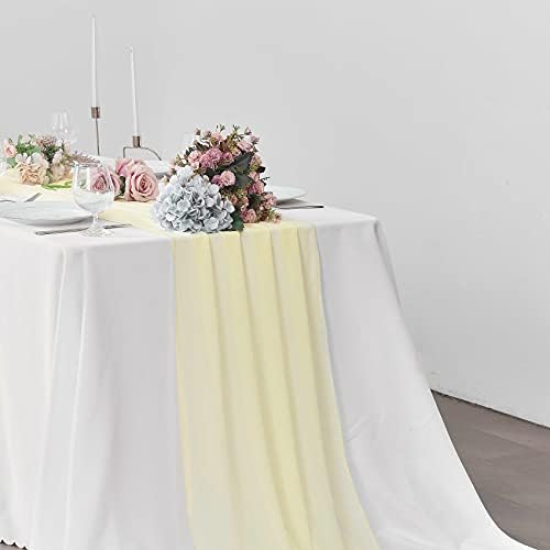 Pufogu 5 Pack 10Ft Light Yellow Chiffon Table Runner Sheer 29x120 Inch - Image 6