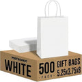 METRONIC White Paper Gift Bags 5.25 x 3.75 x 8 Inch 500 Pack by METRONIC
