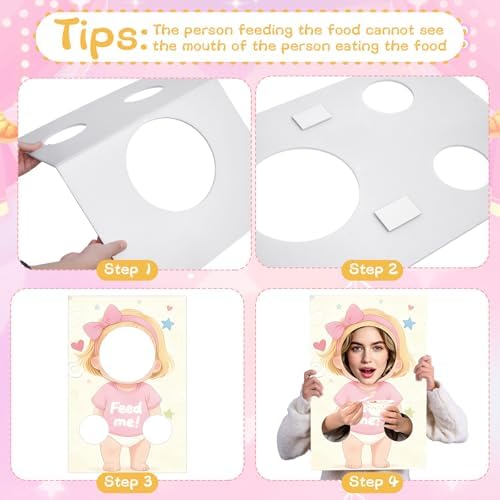 6 Sets Baby Shower Feed The Baby Game, Funny Blindfolded Baby Shower - Image 3