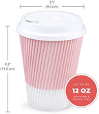Disposable Coffee Cups With Lids - (80 set) 12 oz Paper To Go Coffee Cups With Resealable Lids Prevent Leaks! Travel Insulated Hot Beverage Drink Cup. Will Not Bend With Heat or Burn Fingers - Image 2