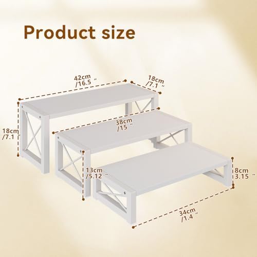 IBUYKE Wood Cupcake Display Stand,Set of 3,White TLJ019W - Image 6