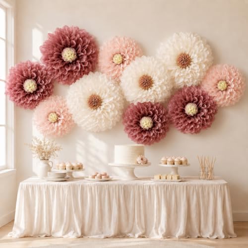 Waydress 10 Pcs Giant Paper Flower Decorations, Boho Party Backdrop Decor by Waydress