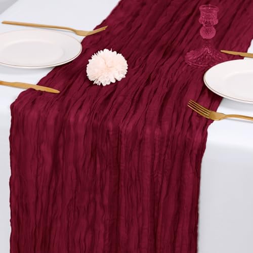 28 Pack Burgundy Cheesecloth Table Runner 17x108 Inch Semi Sheer Boho Gauze Cheese Cloth Fabric Table Runners, for Wedding Party Baby Shower Birthday Home Decor Garden Farmhouse - Image 7