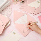 Mimorou 100 Pcs A7 Invitation Envelopes Bulk for 5" x 7" Cards V Flap Foil Border Luxury Self Adhesive Mailing Envelope for Wedding Baby Shower Bridal Birthday Party(Blush Pink, Rose Gold) - Image 6