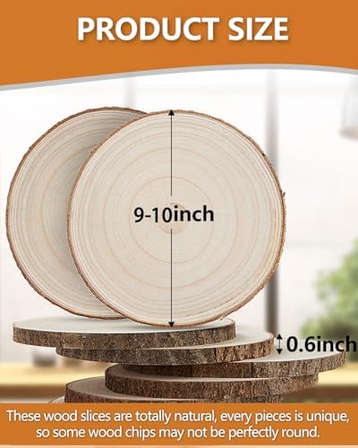 Set of (10) 9-10 Inches Large Wood Slices, Wood Centerpieces for Tables - Image 3