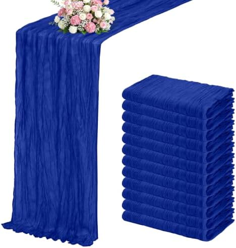 Royal Blue Boho Cheesecloth Table Runner 12 Pack 17x108 Inch Sheer Gauze by Unknown