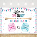 MEHOFOND Batter Up Baseball Gender Reveal Backdrop Team Pink vs Team Blue Banner Grand Slam Girl or Boy Sports Baby Shower Decorations Baseball Photo Booth Background Party Banner 8 x 6 ft by MEHOFOND