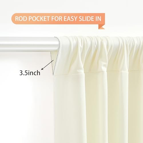 Ivory Backdrop Curtain 6 Panels-Wrinkle-Free Ivory Curtains Polyester Photography Drapes for Wedding Party Baby Shower Photo Background Decorations- 24 X10FT - Image 5