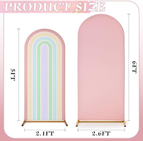 Mindsoft 2 Pcs Arch Backdrop Cover Fabric,Macaroon Pink,6ft+5ft - Image 2