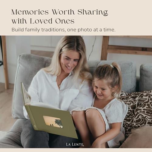 Premium Scrapbook Album with Window and Writing Space – 60 Pages holds 200 Photos of Different Sizes – Wedding, Baby, Travel & Family Memories – 11.4" x 8.6" - Olive - Image 6